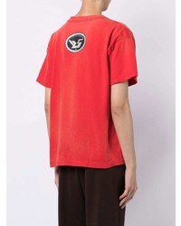 rotes und schwarzes bedrucktes T-Shirt mit einem Rundhalsausschnitt von SAINT MXXXXXX