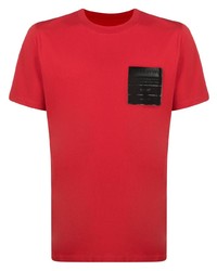 rotes und schwarzes bedrucktes T-Shirt mit einem Rundhalsausschnitt von Maison Margiela
