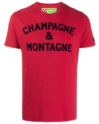 rotes und schwarzes bedrucktes T-Shirt mit einem Rundhalsausschnitt von MC2 Saint Barth