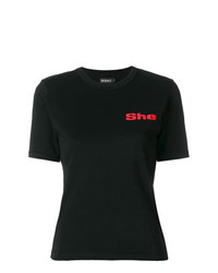 rotes und schwarzes bedrucktes T-Shirt mit einem Rundhalsausschnitt von Misbhv