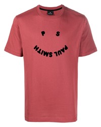 rotes und schwarzes bedrucktes T-Shirt mit einem Rundhalsausschnitt von PS Paul Smith