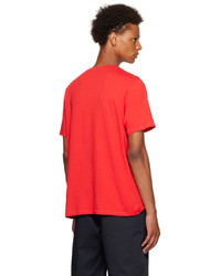 rotes und schwarzes bedrucktes T-Shirt mit einem Rundhalsausschnitt von Moncler