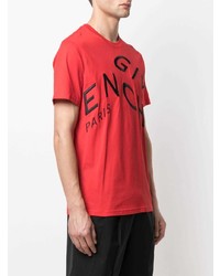 rotes und schwarzes bedrucktes T-Shirt mit einem Rundhalsausschnitt von Givenchy