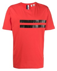 rotes und schwarzes bedrucktes T-Shirt mit einem Rundhalsausschnitt von Rossignol