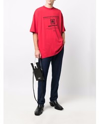 rotes und schwarzes bedrucktes T-Shirt mit einem Rundhalsausschnitt von Vetements