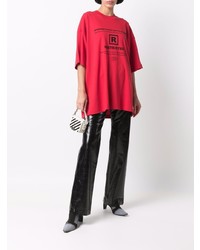 rotes und schwarzes bedrucktes T-Shirt mit einem Rundhalsausschnitt von Vetements