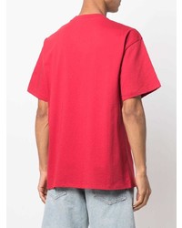 rotes und schwarzes bedrucktes T-Shirt mit einem Rundhalsausschnitt von Honey Fucking Dijon