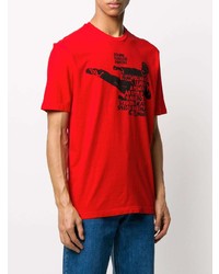 rotes und schwarzes bedrucktes T-Shirt mit einem Rundhalsausschnitt von DSQUARED2