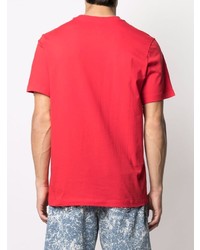 rotes und schwarzes bedrucktes T-Shirt mit einem Rundhalsausschnitt von Nike