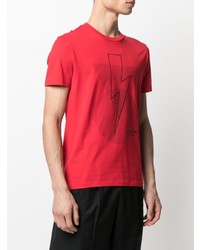 rotes und schwarzes bedrucktes T-Shirt mit einem Rundhalsausschnitt von Neil Barrett