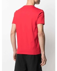 rotes und schwarzes bedrucktes T-Shirt mit einem Rundhalsausschnitt von Neil Barrett