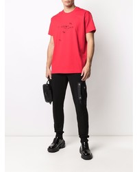 rotes und schwarzes bedrucktes T-Shirt mit einem Rundhalsausschnitt von Givenchy