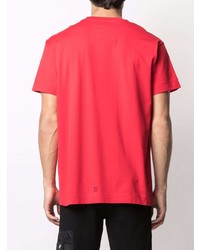 rotes und schwarzes bedrucktes T-Shirt mit einem Rundhalsausschnitt von Givenchy