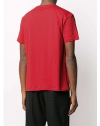 rotes und schwarzes bedrucktes T-Shirt mit einem Rundhalsausschnitt von Valentino