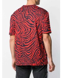 rotes und schwarzes bedrucktes T-Shirt mit einem Rundhalsausschnitt von Calvin Klein 205W39nyc