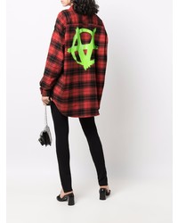 rotes und schwarzes Flanell Langarmhemd mit Schottenmuster von Vetements