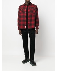 rotes und schwarzes Flanell Langarmhemd mit Schottenmuster von Woolrich