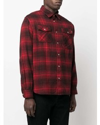 rotes und schwarzes Flanell Langarmhemd mit Schottenmuster von Woolrich