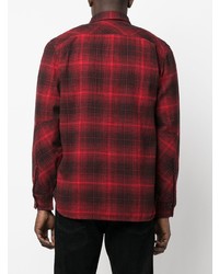 rotes und schwarzes Flanell Langarmhemd mit Schottenmuster von Woolrich