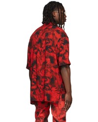 rotes und schwarzes Mit Batikmuster Kurzarmhemd von LU'U DAN