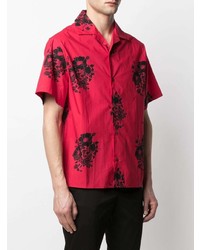 rotes und schwarzes Kurzarmhemd mit Blumenmuster von N°21