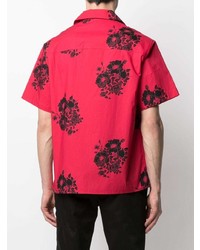 rotes und schwarzes Kurzarmhemd mit Blumenmuster von N°21