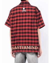 rotes und schwarzes Kurzarmhemd mit Karomuster von Mastermind World