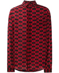 rotes und schwarzes Langarmhemd mit Karomuster von 424
