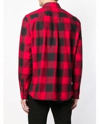 rotes und schwarzes Langarmhemd mit Karomuster von Calvin Klein