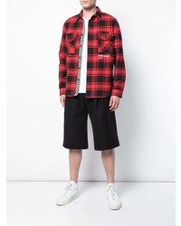 rotes und schwarzes Langarmhemd mit Karomuster von Off-White