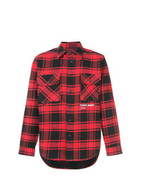 rotes und schwarzes Langarmhemd mit Karomuster von Off-White