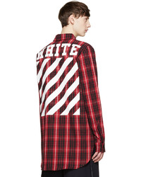 rotes und schwarzes Langarmhemd mit Karomuster von Off-White