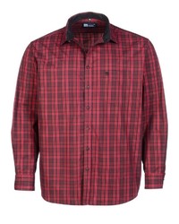 rotes und schwarzes Langarmhemd mit Schottenmuster von Big fashion