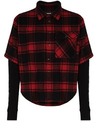rotes und schwarzes Langarmhemd mit Schottenmuster von DSQUARED2