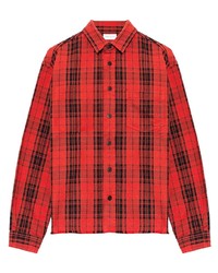 rotes und schwarzes Langarmhemd mit Schottenmuster von John Elliott