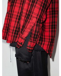 rotes und schwarzes Langarmhemd mit Schottenmuster von Vetements