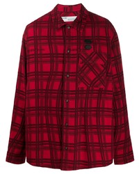 rotes und schwarzes Langarmhemd mit Schottenmuster von Off-White