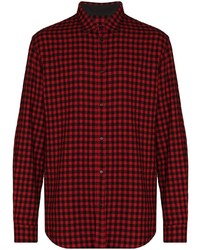 rotes und schwarzes Langarmhemd mit Vichy-Muster von DSQUARED2