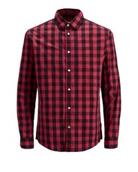 rotes und schwarzes Langarmhemd mit Vichy-Muster von Jack & Jones