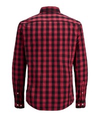 rotes und schwarzes Langarmhemd mit Vichy-Muster von Jack & Jones