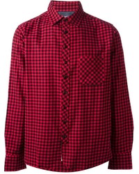 rotes und schwarzes Langarmhemd mit Vichy-Muster von Rag and Bone