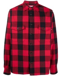 rotes und schwarzes Langarmhemd mit Vichy-Muster von Woolrich