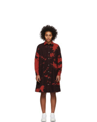 rotes und schwarzes Mit Batikmuster Shirtkleid