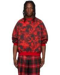 rotes und schwarzes Mit Batikmuster Sweatshirt von LU'U DAN