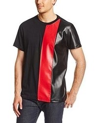 rotes und schwarzes T-Shirt mit einem Rundhalsausschnitt