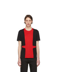 rotes und schwarzes T-Shirt mit einem Rundhalsausschnitt von Alexander McQueen