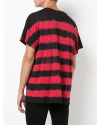 rotes und schwarzes T-Shirt mit einem Rundhalsausschnitt von Amiri