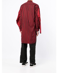 rotes und schwarzes vertikal gestreiftes Langarmhemd von Comme Des Garcons SHIRT