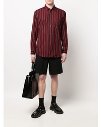 rotes und schwarzes vertikal gestreiftes Langarmhemd von Comme Des Garcons SHIRT