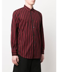 rotes und schwarzes vertikal gestreiftes Langarmhemd von Comme Des Garcons SHIRT